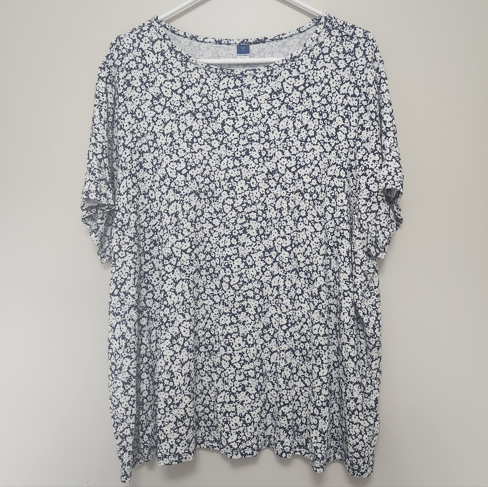 Old Navy Luxe Short Sleeve T-Shirt Bundle Navy Floral Navy Stripes Womens 2x - Picture 2 of 8